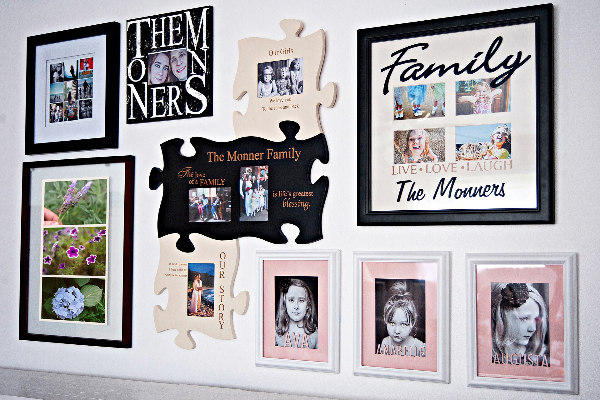 Matte, luster and framed poster samples with mat board corners